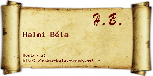Halmi Béla névjegykártya